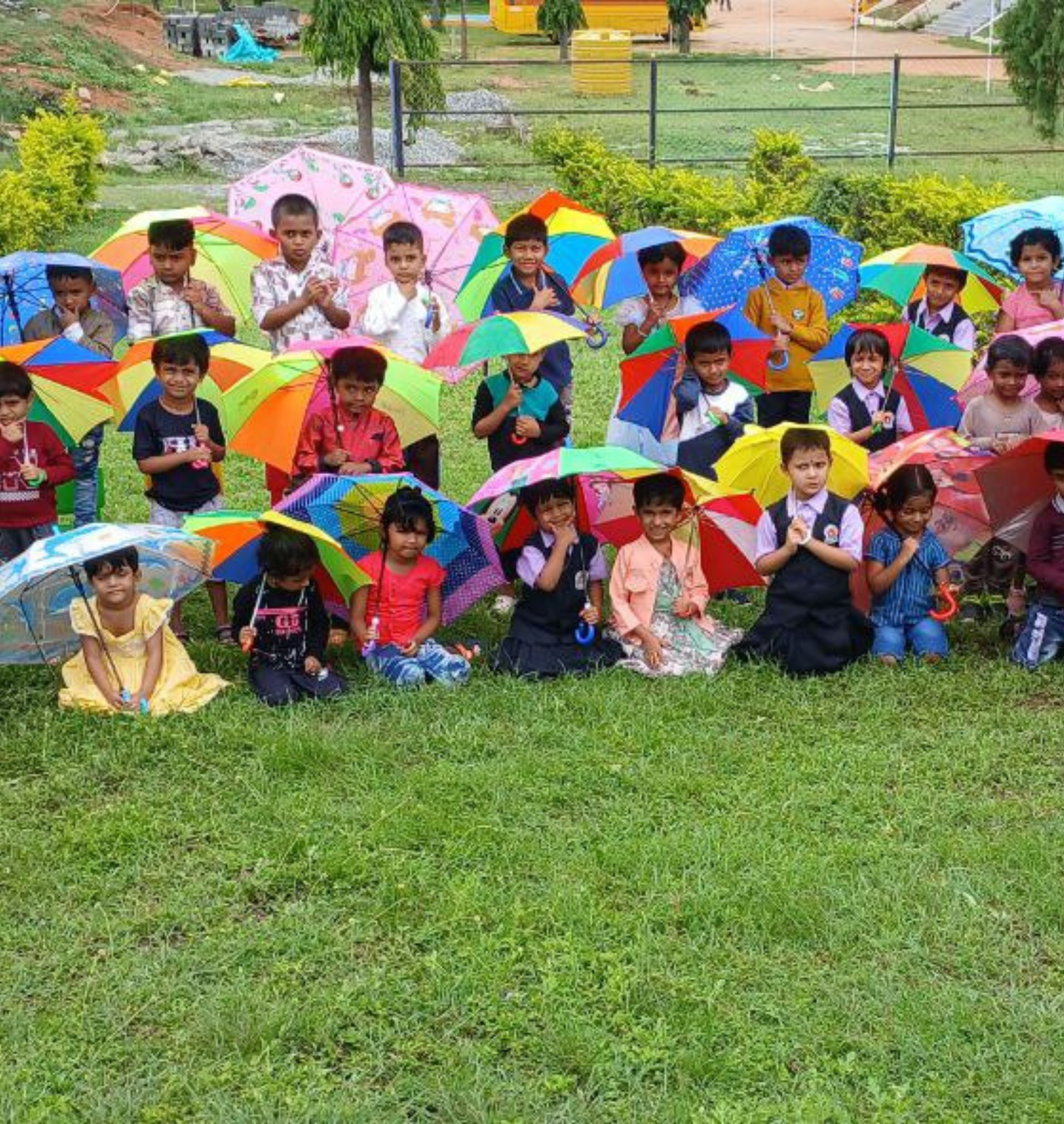 Group activity circle on lawn